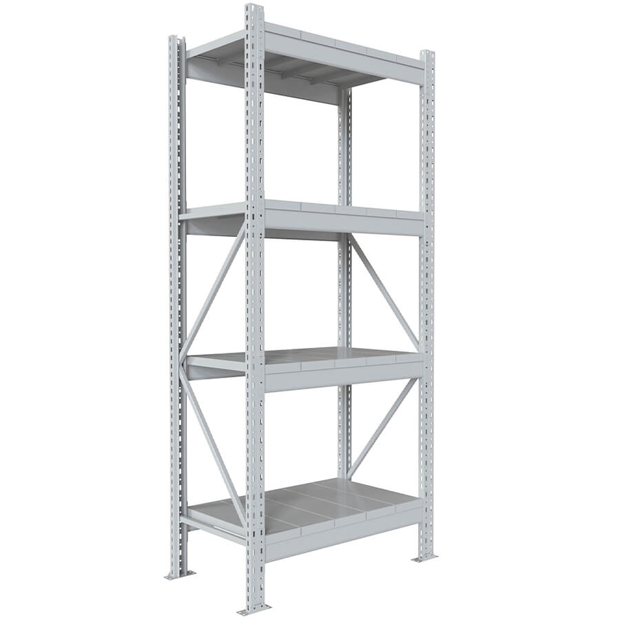 200x90x50 Металлический стеллаж MS PRO, 4 (Cерый полуматовый (RAL 7038))