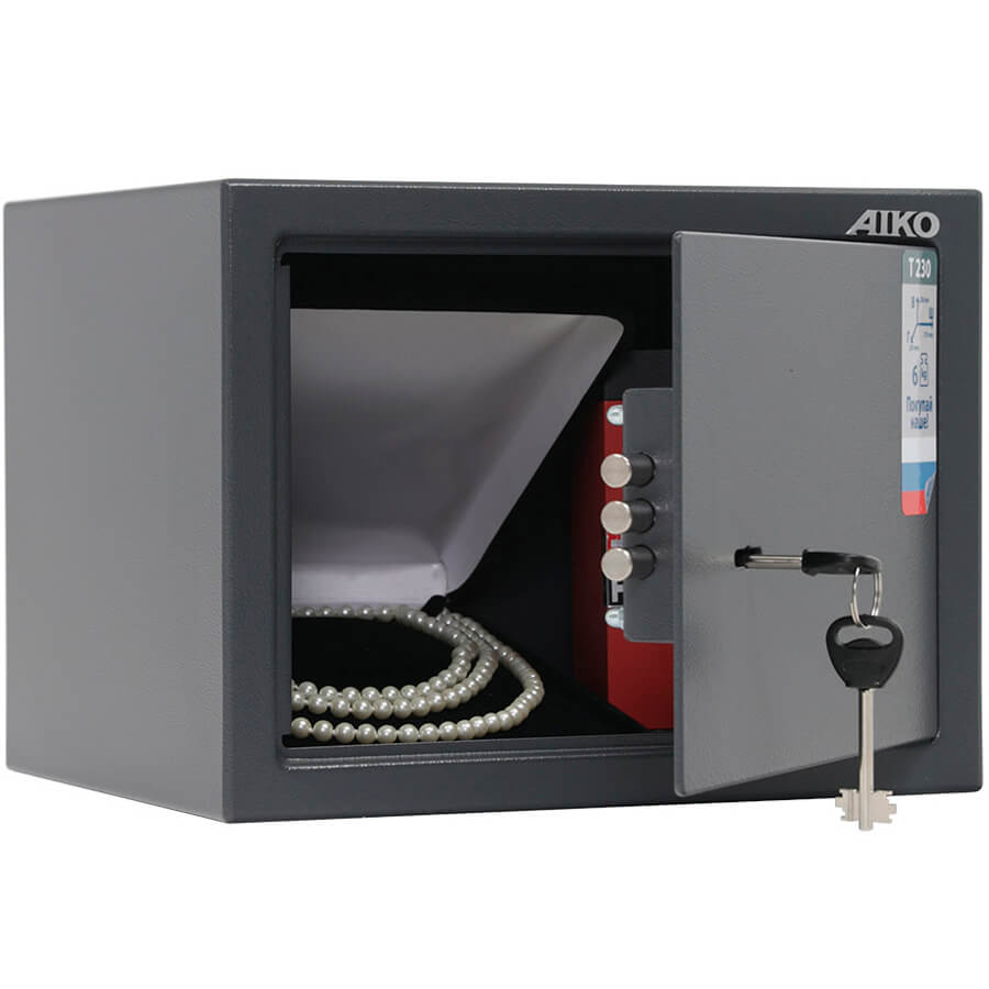 T-230 KL Мебельный сейф AIKO, ключевой (Графит с эффектом молотковой эмали (RAL 7024))
