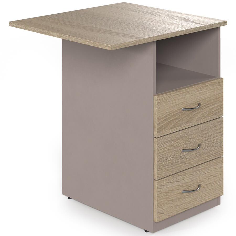 W-32+W-23 Приставная тумба с топом Мебель Стиль Work (Дуб сонома светлый / мокко)