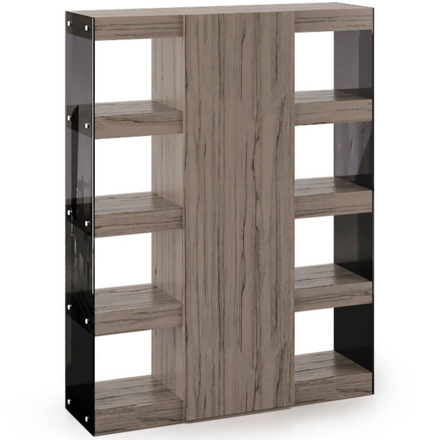 GS-7 Стеллаж с гардеробным отделением Мебель Стиль Glass.Go (Лимба тёмная / стекло тонированное MS)