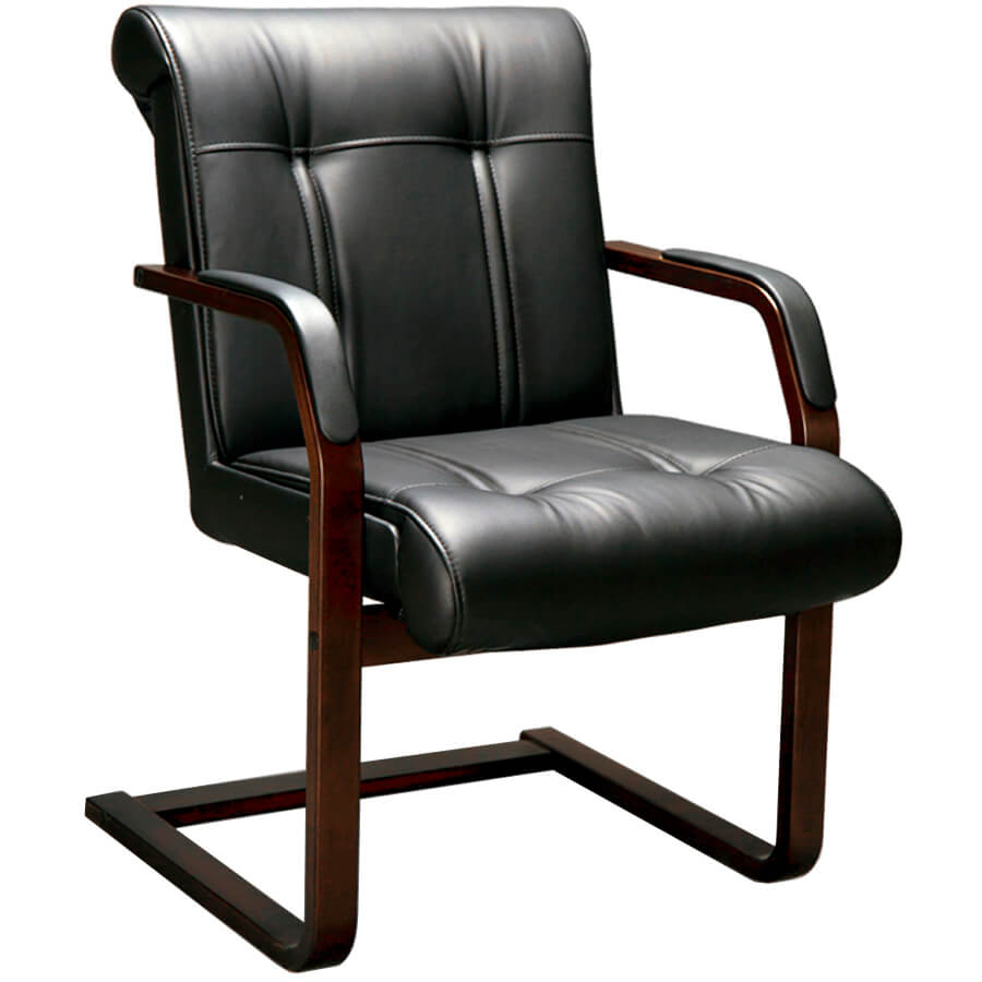 PARIS C LX (Париж С) Кресло для посетителя  Мирэй Групп, обивка кожа (Черный (орех тай))