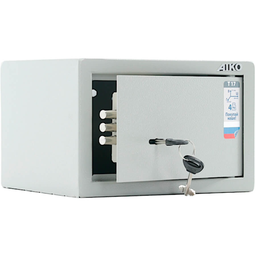 T-17 Мебельный сейф AIKO, ключевой (Серый с эффектом молотковой эмали (RAL 7038))