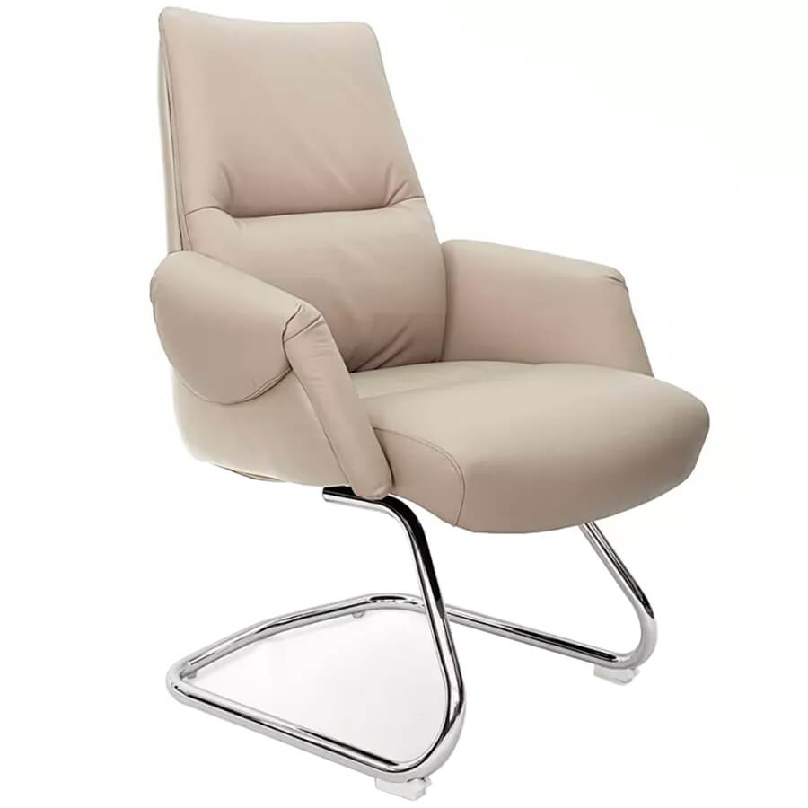 AR-C107A-V Кресло для посетителя  Евро Офис, обивка кожа (Светло-серый)