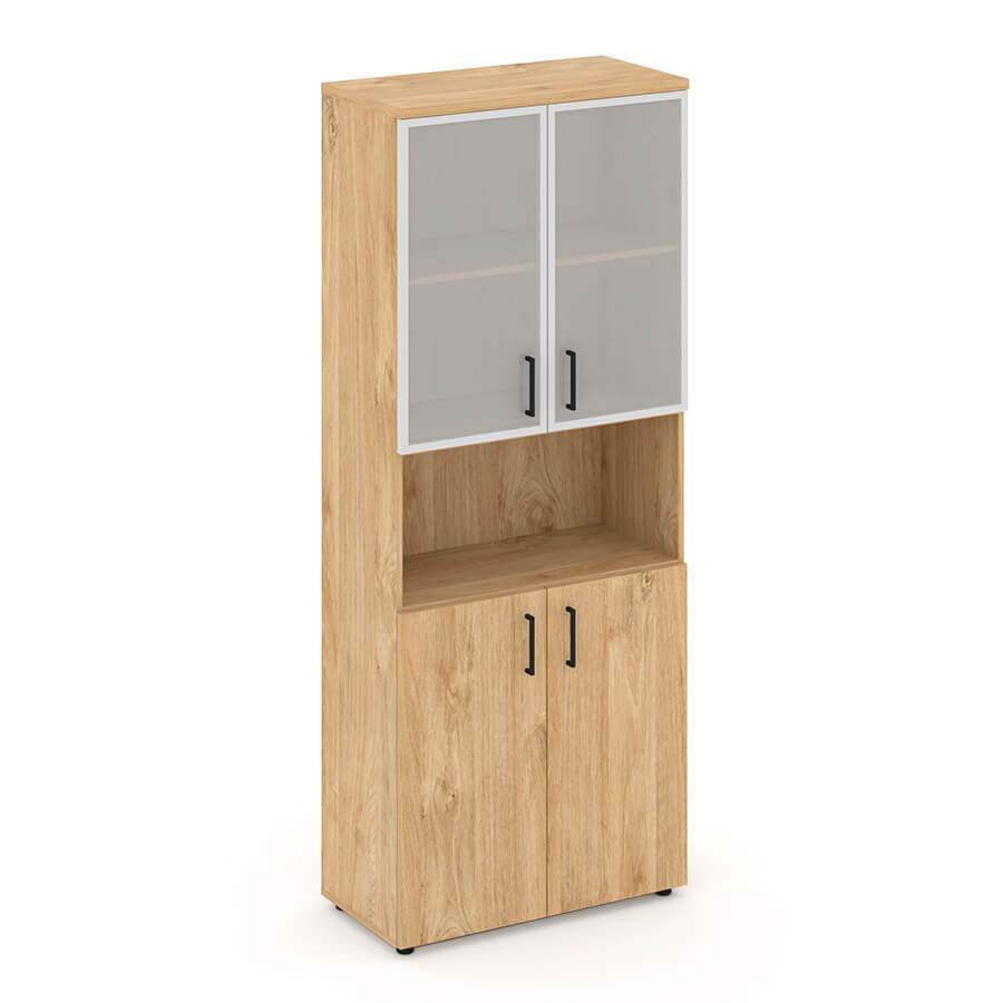 SN.STS-106 Шкаф высокий широкий RIVA Style Project (Тиквуд Светлый/Сатин)