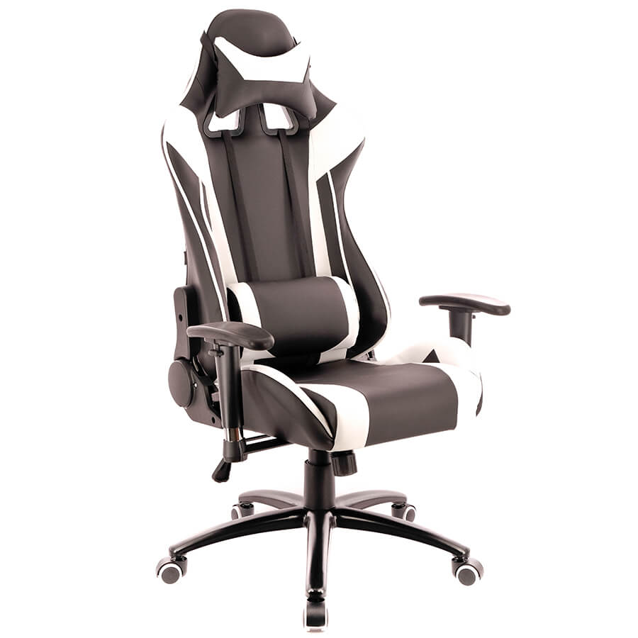 LOTUS S6 Геймерское кресло  EVERPROF, обивка экокожа (Чёрный / вставки белые)
