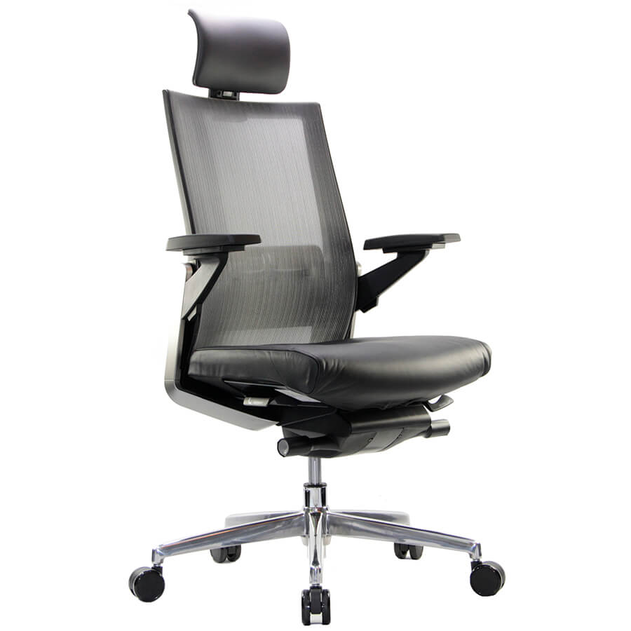 CH4700HEZ Кресло для руководителя ZIEL Fursys, обивка сетка / кожа (Чёрное (L096X))