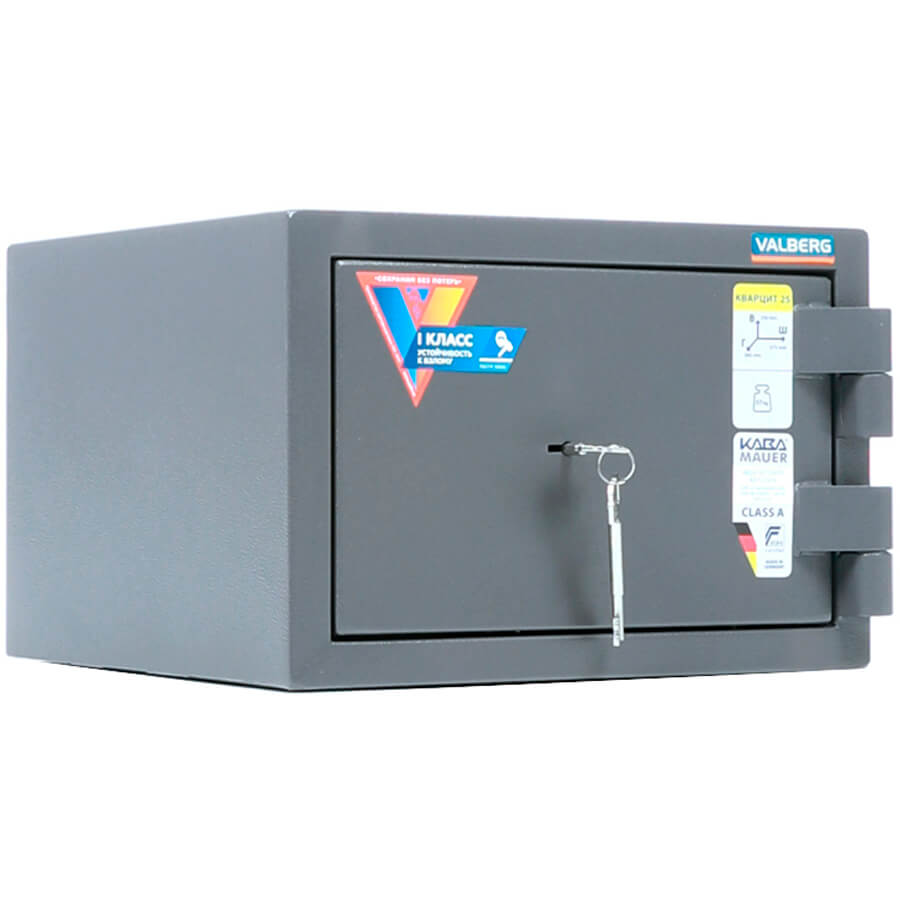КВАРЦИТ 25 Взломостойкий сейф VALBERG, ключевой (Графит структурированный (RAL 7024))