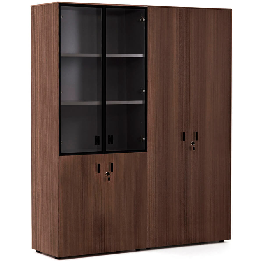 109 725 Шкаф комбинированный + гардероб Profoffice Enzo (Эвкалипт / черный)