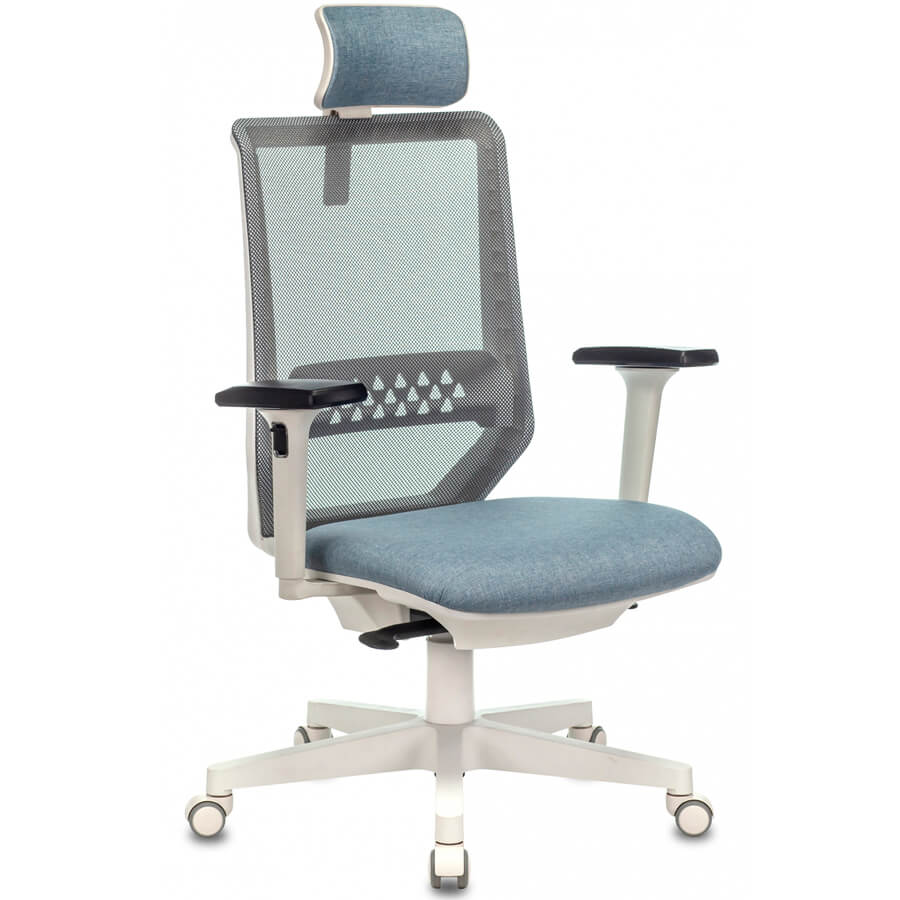 EXPERT WHITE Кресло для руководителя  Бюрократ, обивка сетка / ткань (Голубой 38-405)