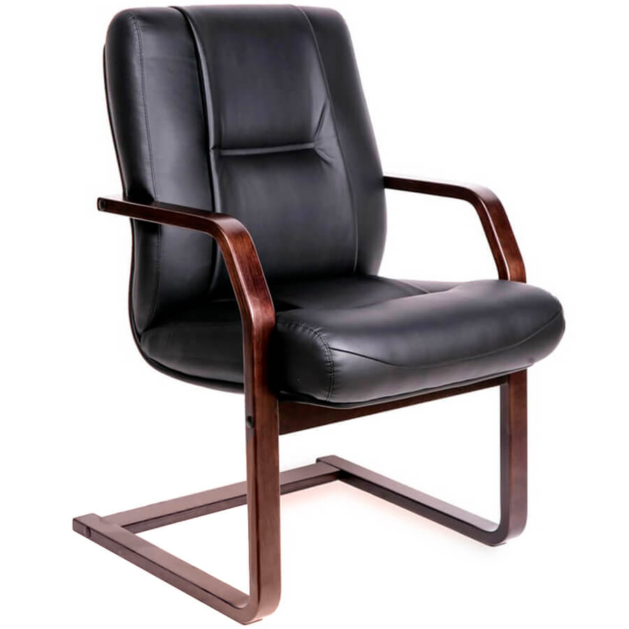 BONN C (Бонн С) Кресло для переговорной  Мирэй Групп, обивка кожа (Чёрный)