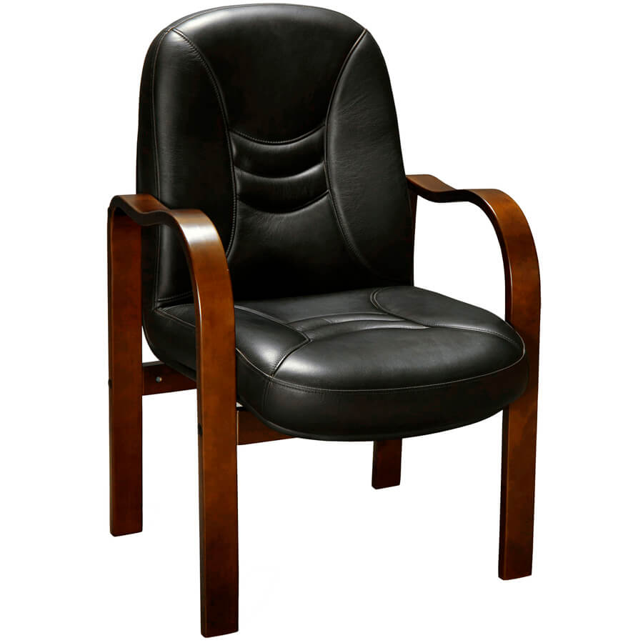 DAHAB (Дахаб) Кресло для посетителя  Мирэй Групп, обивка кожа (Чёрный)