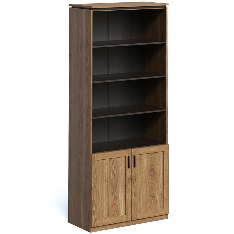 Ot-62 + Ot-7.2 Высокий стеллаж с дверьми и открытым отделением Мебель Стиль On.Top (Рэд Фокс / венге)