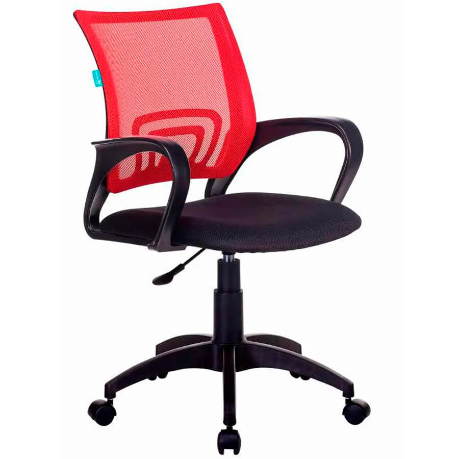 CH-695NLT Кресло для персонала  Бюрократ, обивка сетка / ткань (Красная сетка, чёрная ткань (TW-35N+TW-11))