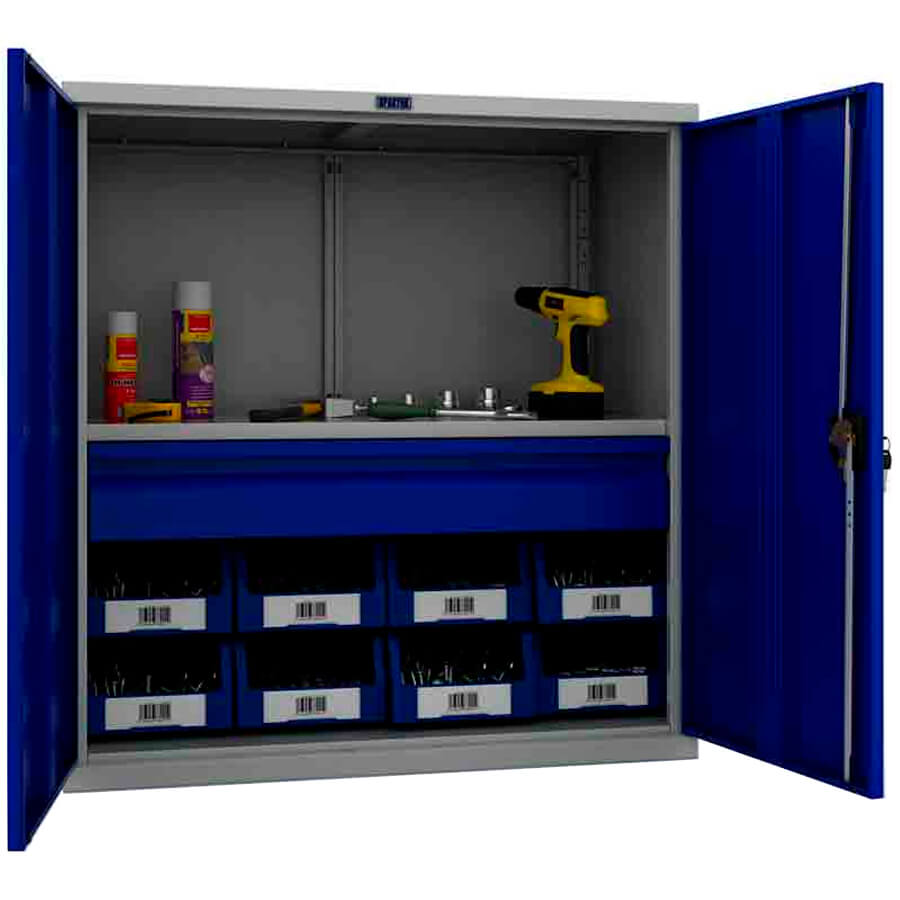 ТС 1095-001010 Шкаф инструментальный лёгкий ТС ПРОМЕТ (Корпус (RAL 7038), дверь ящика (RAL 5002).)