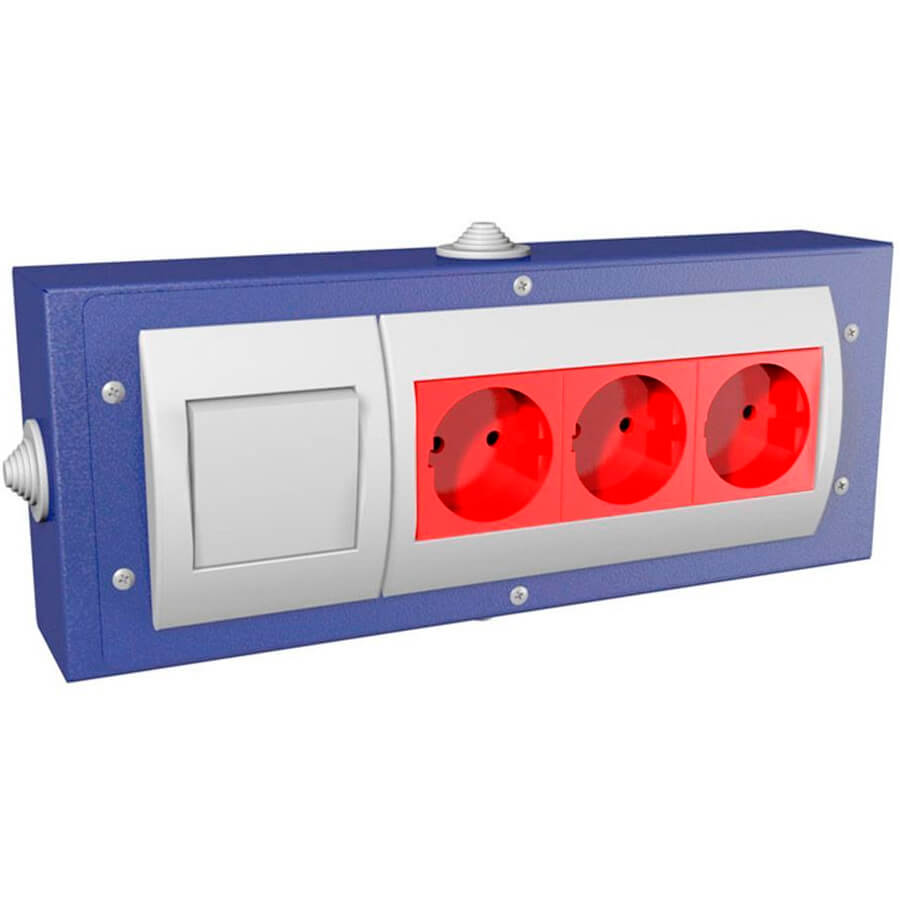 EoB Блок электророзеток ПРОМЕТ (Синий, белый, красный)
