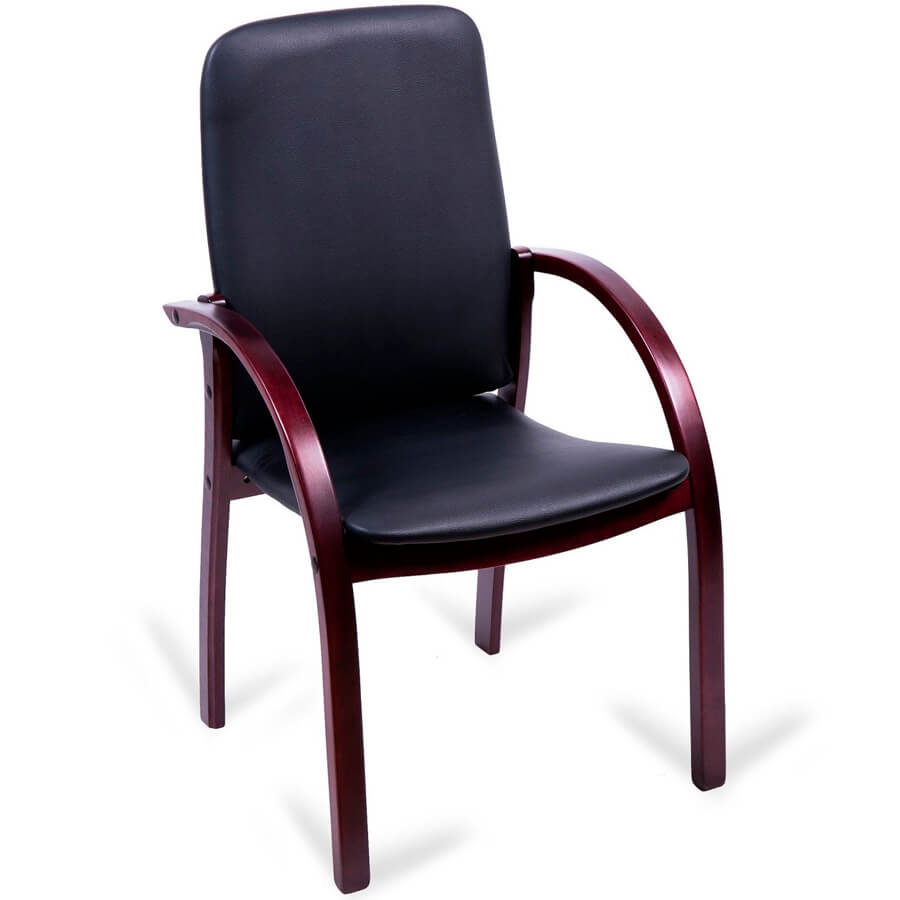 ДЖУНО ЛЮКС Кресло для посетителя  Мирэй Групп, обивка экокожа (Чёрный)