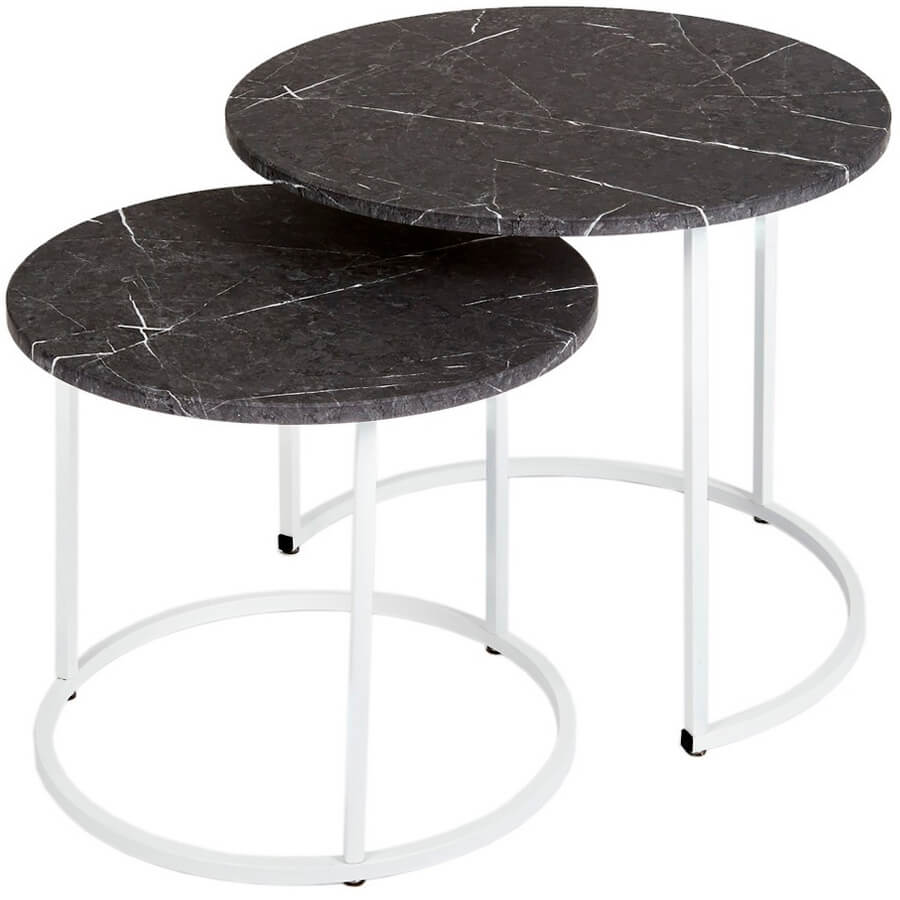 МеталлАрт М001 Журнальный стол Мебелик (черный мрамор/белый)