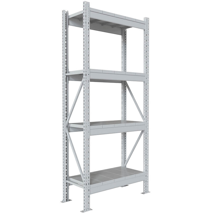 200x90x40 Металлический стеллаж MS PRO, 4 (Cерый полуматовый (RAL 7038))
