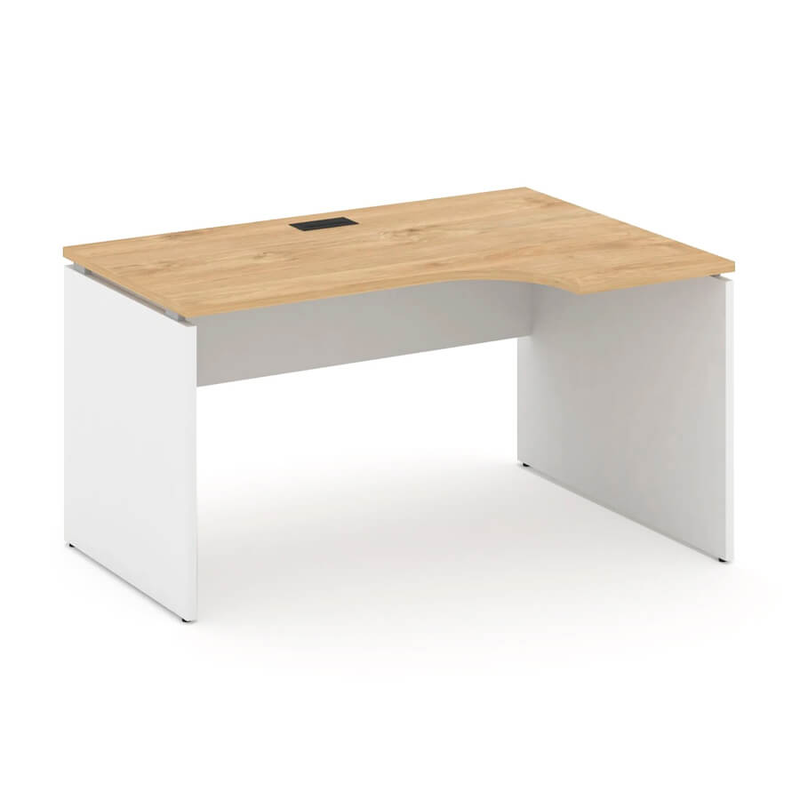 SN-D.SPA-022(R) Стол рабочий эргономичный RIVA Style Project (Белый/Тиквуд Светлый/Черный)