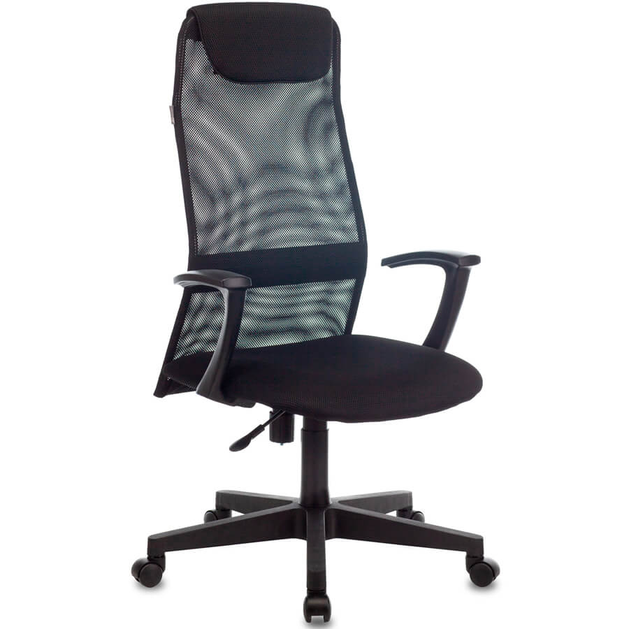 KB-8 Кресло для руководителя  Бюрократ, обивка сетка / ткань (Чёрная сетка, чёрная ткань (TW-11+TW-01))