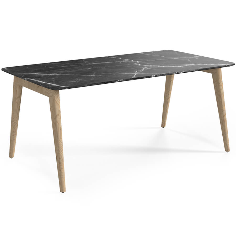 Rem-180 Стол письменный Мебель Стиль Remo (Мрамор черный/массив ясеня MS)