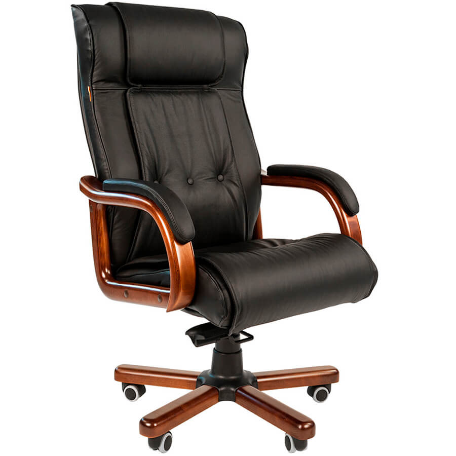 653 Кресло для руководителя  Chairman, обивка кожа (Чёрный)