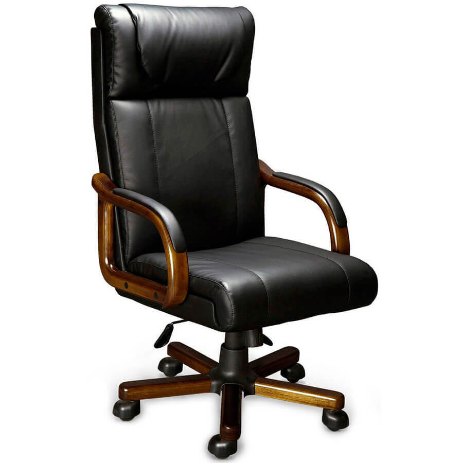 NAPOLI A LX Кресло для руководителя  Мирэй Групп, обивка кожа (Черный (орех тай))