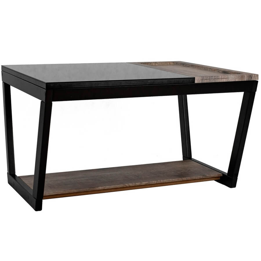 BeautyStyle 31 Журнальный стол Мебелик (Дуб крымский состаренный / Венге / стекло черное)