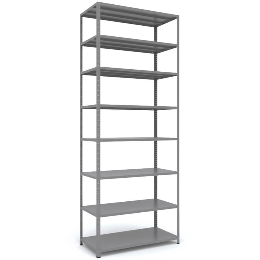 MS_255x100x50 Металлический стеллаж ПРОМЕТ, 8 (Cерый полуматовый (RAL 7038))