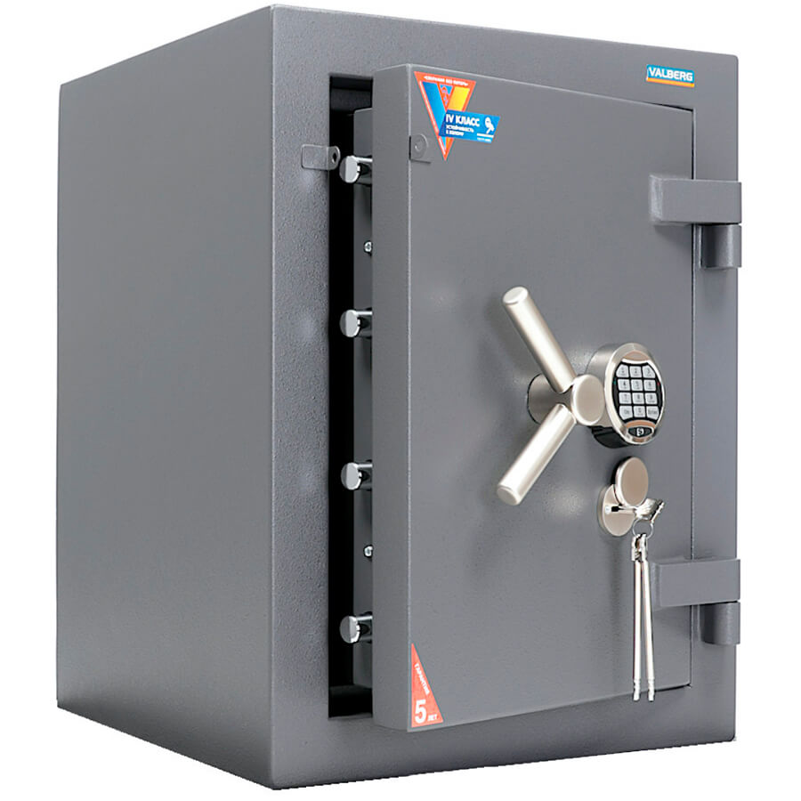 РУБЕЖ 67 EL Взломостойкий сейф VALBERG, электронный кодовый + ключевой (Графит структурированный)