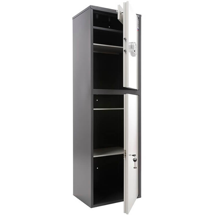 AIKO SL-150/2Т EL Бухгалтерский шкаф ПРОМЕТ, электронный кодовый + ключевой (Корпус – графит (RAL 7024), дверь – светло-серая (RAL 7038))