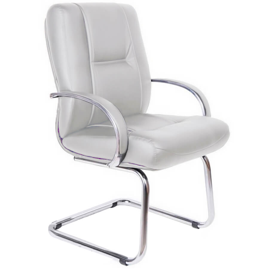BONN (Бонн хром) Кресло для посетителя  Мирэй Групп, обивка экокожа (Белый)