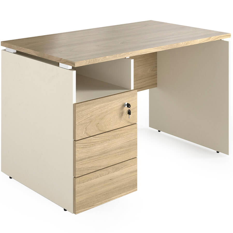 R-11L Стол с тумбой Мебель Стиль Rio Base (Швейцарский вяз MS, бежевый MS)
