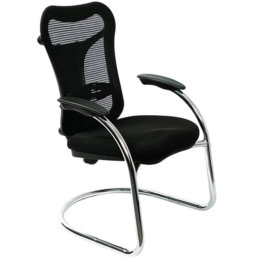 CH-999AV Кресло для посетителя  Бюрократ, обивка сетка / ткань (Чёрный)