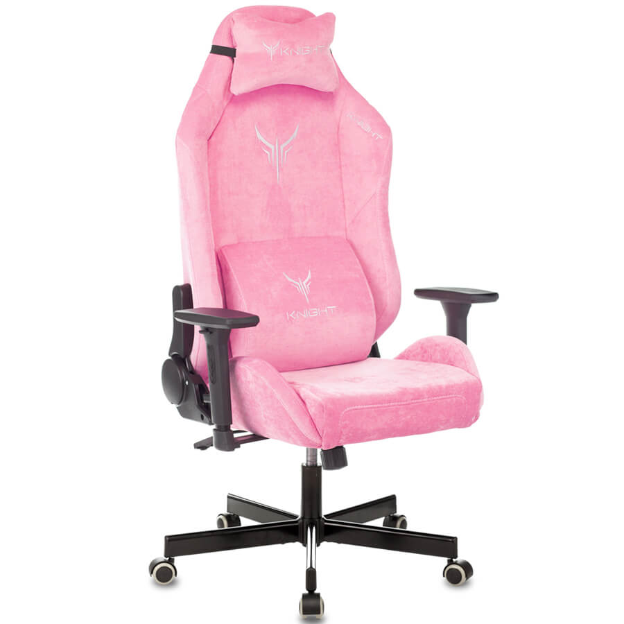 Knight N1 Геймерское кресло  Бюрократ, обивка ткань (Розовый Velvet 36)