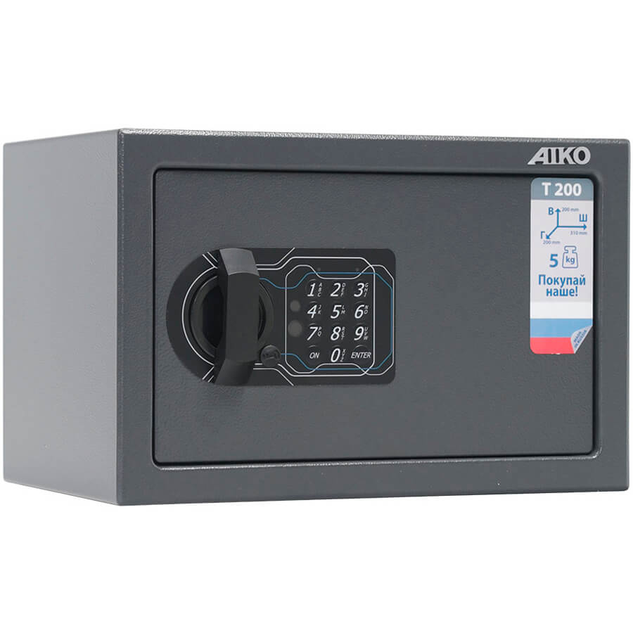 T-200 EL Мебельный сейф AIKO, электронный кодовый (Графит с эффектом молотковой эмали (RAL 7024))