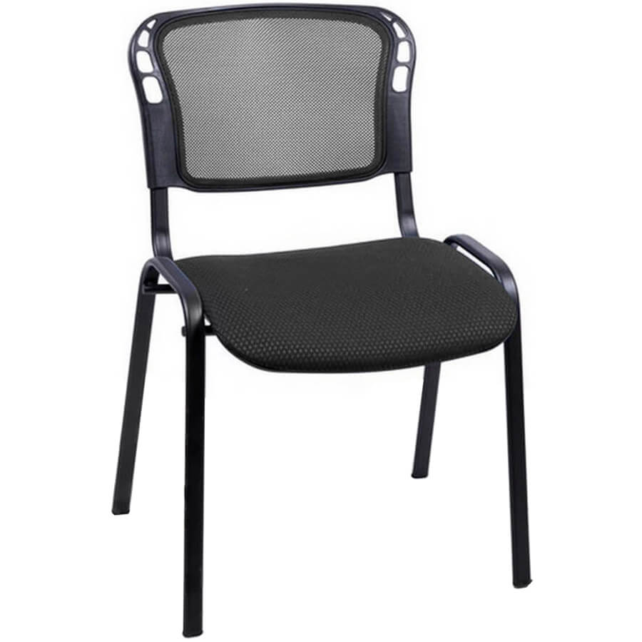 ИЗО-2 чёрный металл Стул для посетителя  Евро Офис, обивка сетка / ткань (Чёрный)