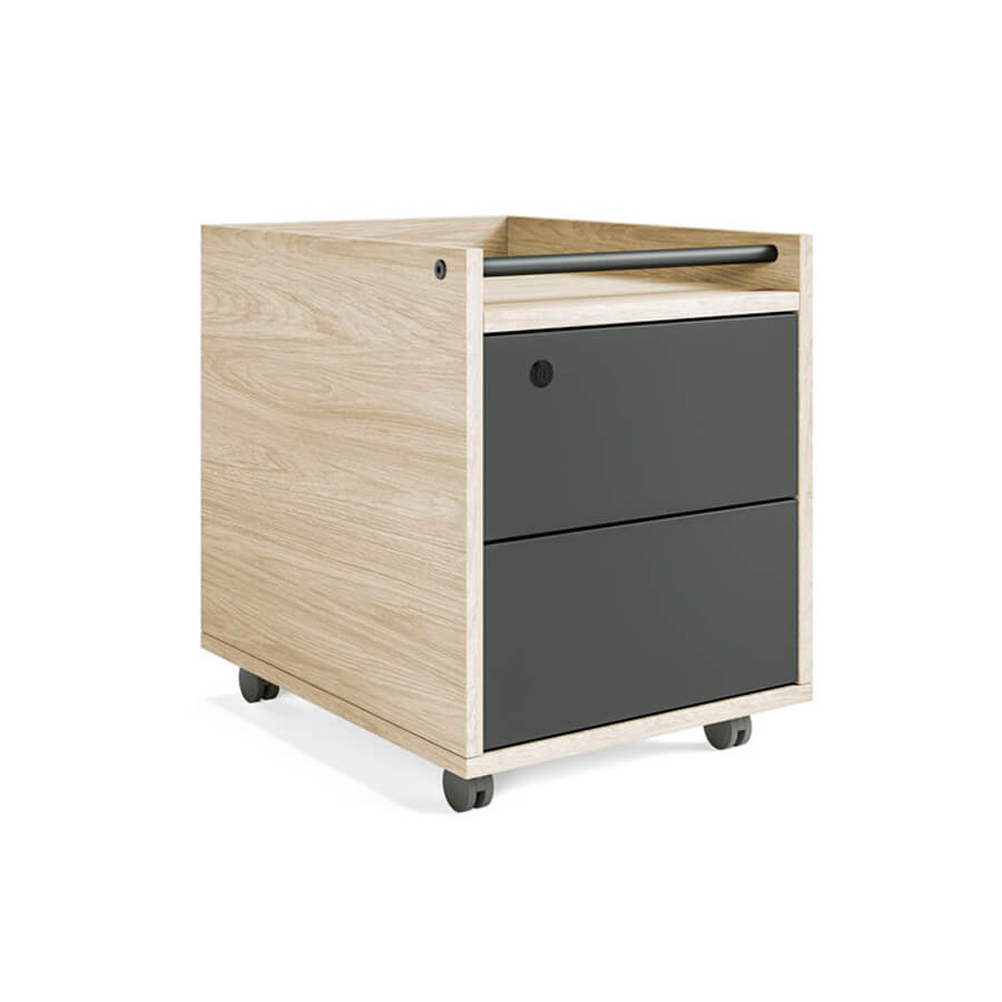 240T006 DY/DY/15 (7016) Тумба подкатная, 2 ящика Profoffice RING (Дуб светлый, графит, антрацит)