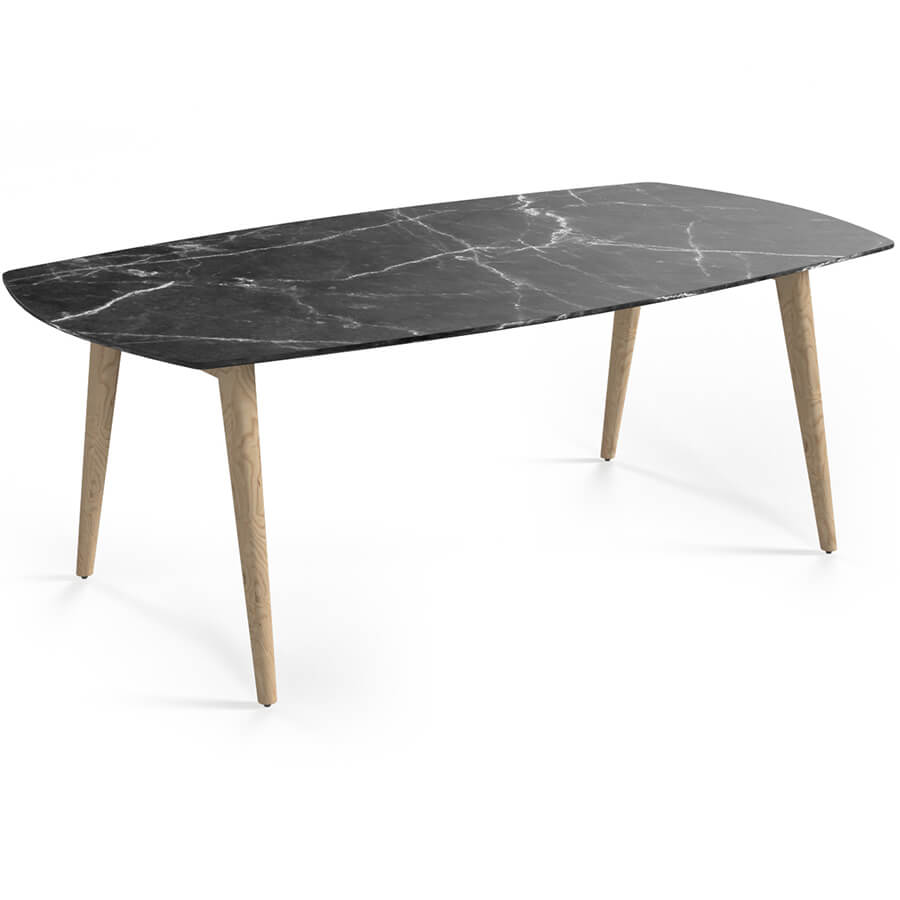 Rem-220 Стол переговоров Мебель Стиль Remo (Мрамор черный/массив ясеня MS)