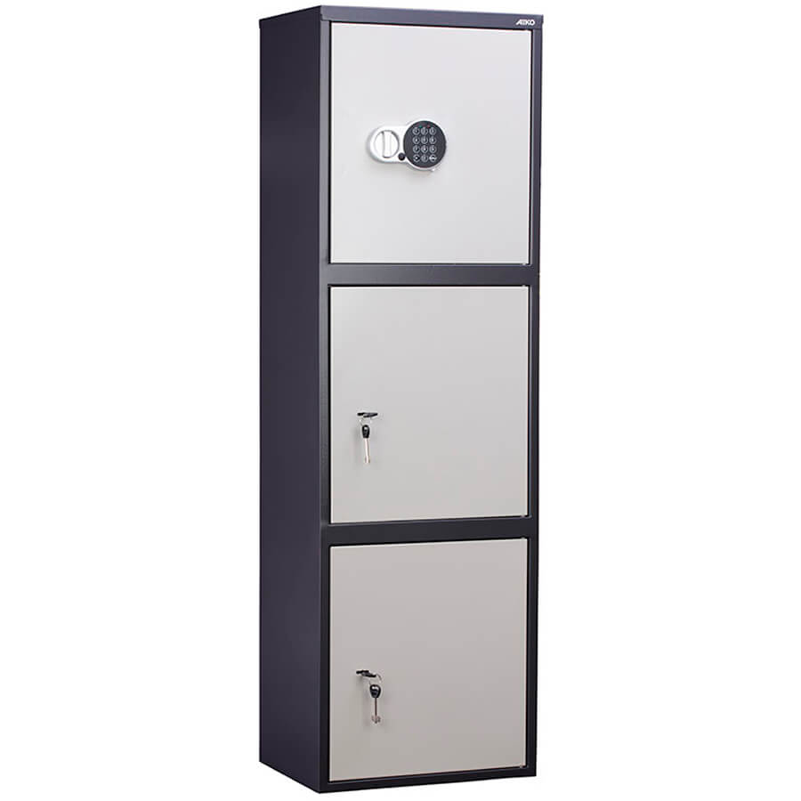 AIKO SL-150/3Т EL Бухгалтерский шкаф ПРОМЕТ, электронный кодовый + ключевой (Корпус – графит (RAL 7024), дверь – светло-серая (RAL 7038))
