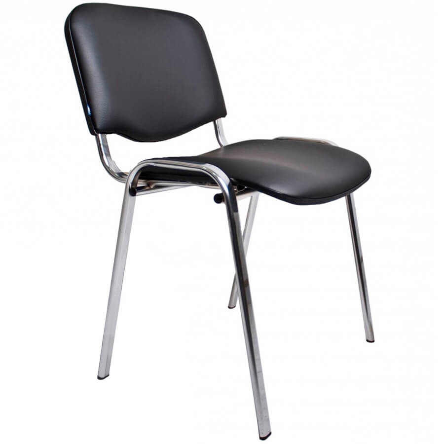ИЗО ХРОМ Стул для посетителя  Евро Офис, обивка экокожа (Черный (V-4))