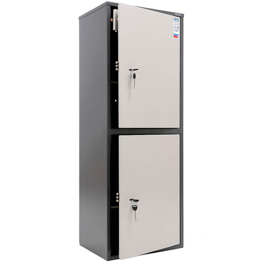 AIKO SL-125/2Т Бухгалтерский шкаф ПРОМЕТ, два ключевых (Корпус – графит (RAL 7024), дверь – светло-серая (RAL 7038))