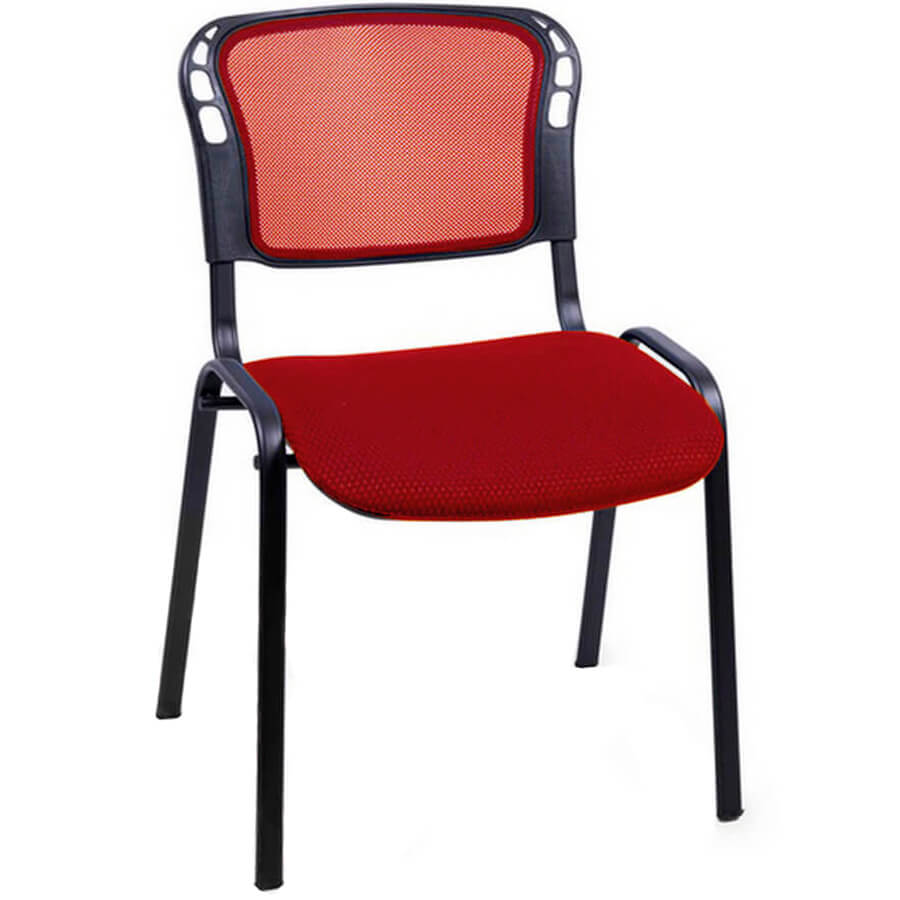 ИЗО-2 чёрный металл Стул для посетителя  Евро Офис, обивка сетка / ткань (Красный)
