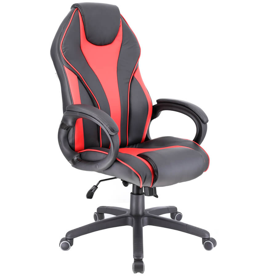 Wing TM Геймерское кресло  EVERPROF, обивка экокожа (Черный / вставки красные)