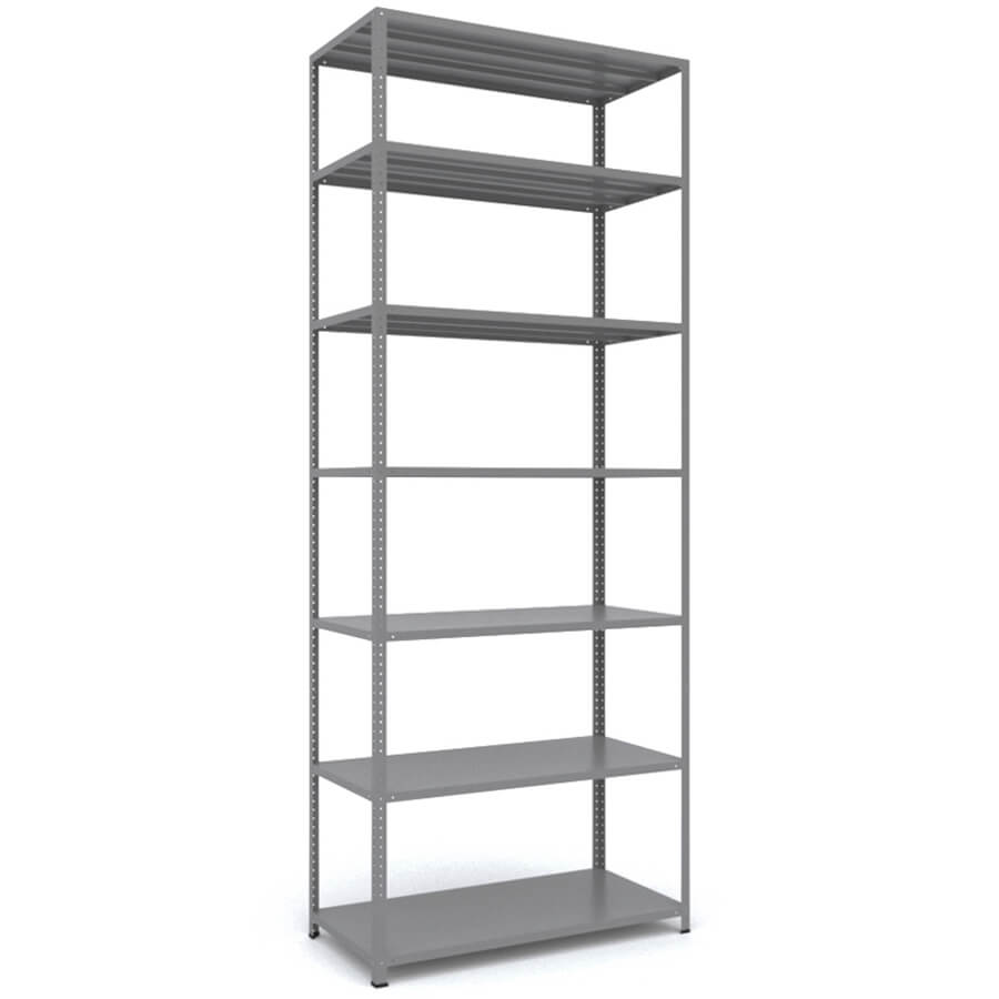 MS_255x100x50 Металлический стеллаж ПРОМЕТ, 7 (Cерый полуматовый (RAL 7038))