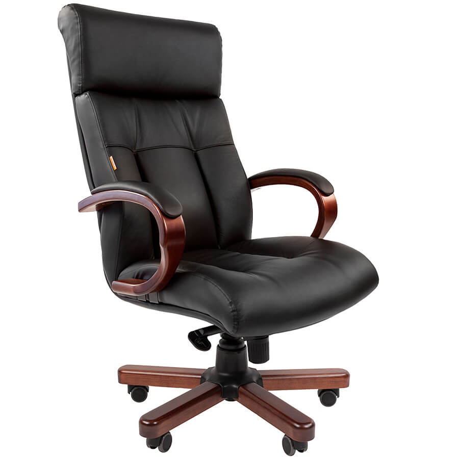 421 Кресло для руководителя  Chairman, обивка кожа (Чёрный)