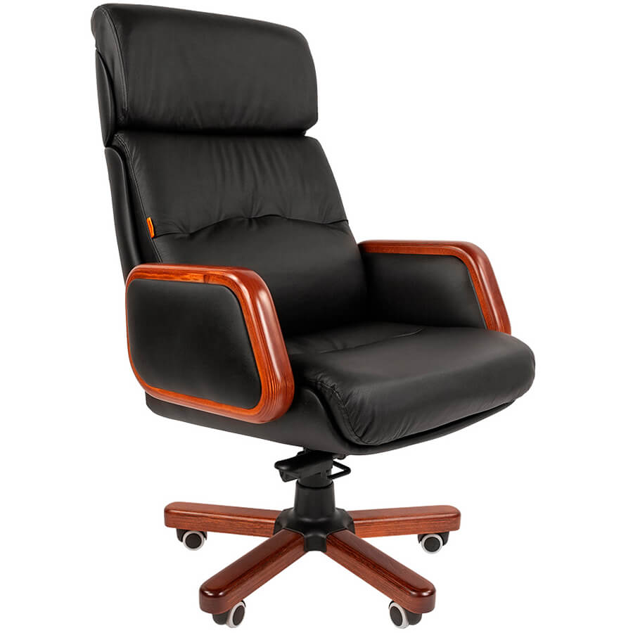 417 Кресло для руководителя  Chairman, обивка кожа (Чёрный)