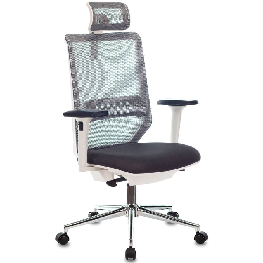 MC-W612N-H Кресло для руководителя  Бюрократ, обивка сетка / ткань (Серый 38-417)