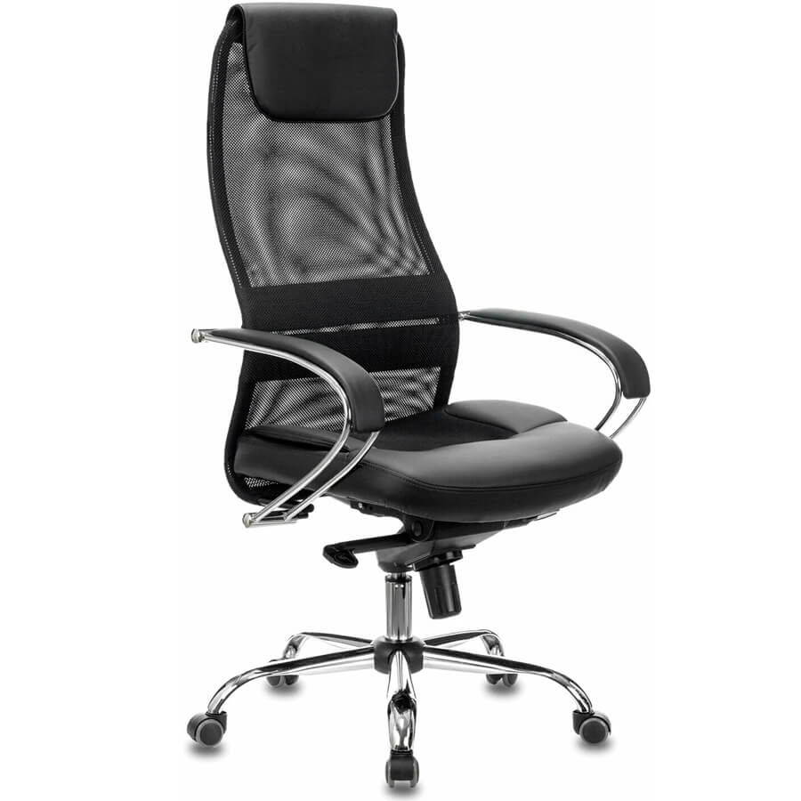 CH-609SL/BLACK Кресло для руководителя  Бюрократ, обивка сетка / ткань (Спинка сетка черная TW-01, сиденье черное TW-11)