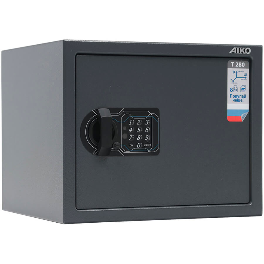 T-280 EL Мебельный сейф AIKO, электронный кодовый (Графит с эффектом молотковой эмали (RAL 7024))